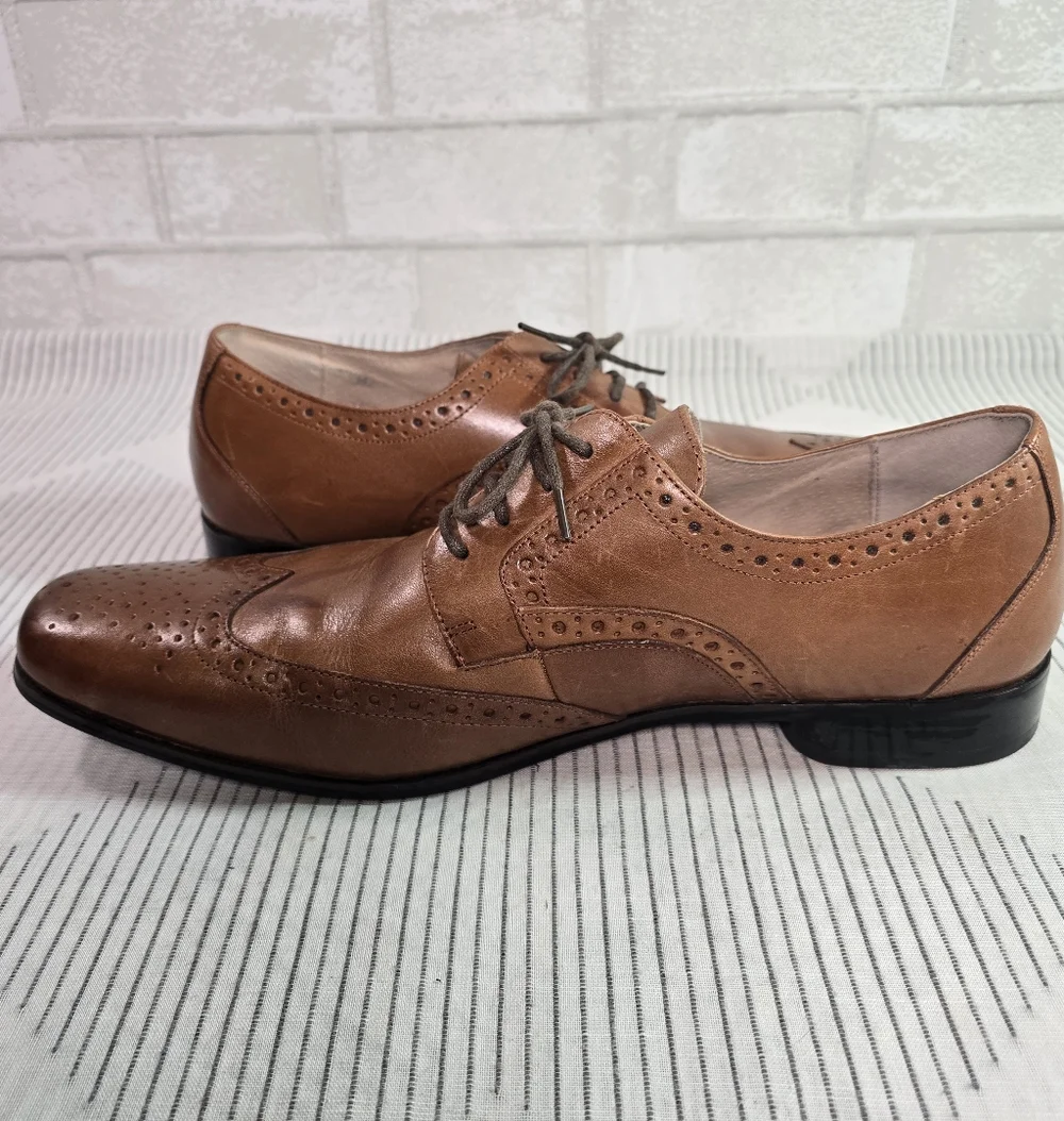 Stacy Adams Men's Size 13M Leather Wingtip Dress Shoes Brown 24738-221